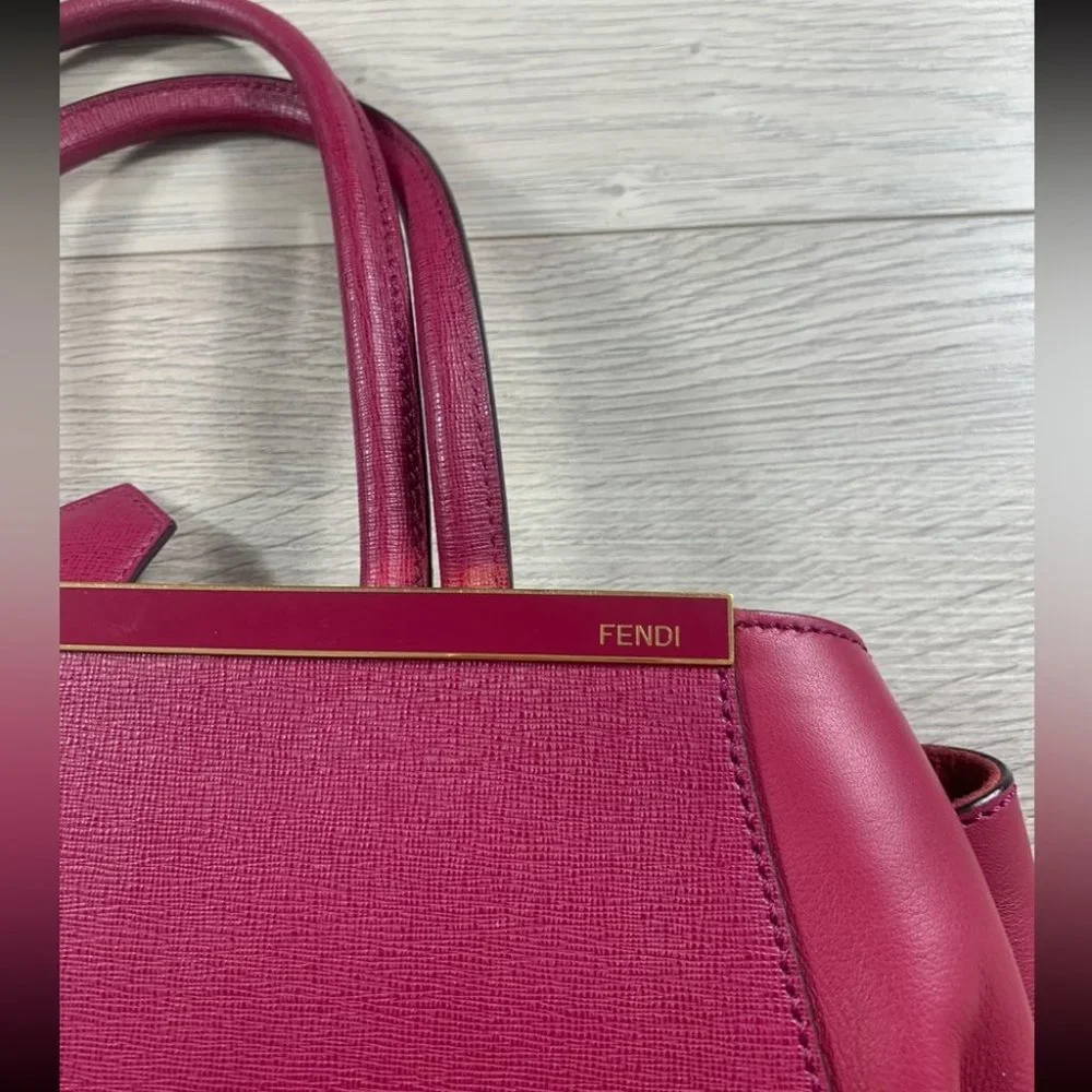 Fendi Medium 2Jours Fuchsia Pink Leather Satchel Tote - Picture 6 of 16